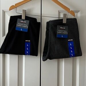 Kirkland Signature Women’s French Terry Leggings (set of 2-charcoal and black)